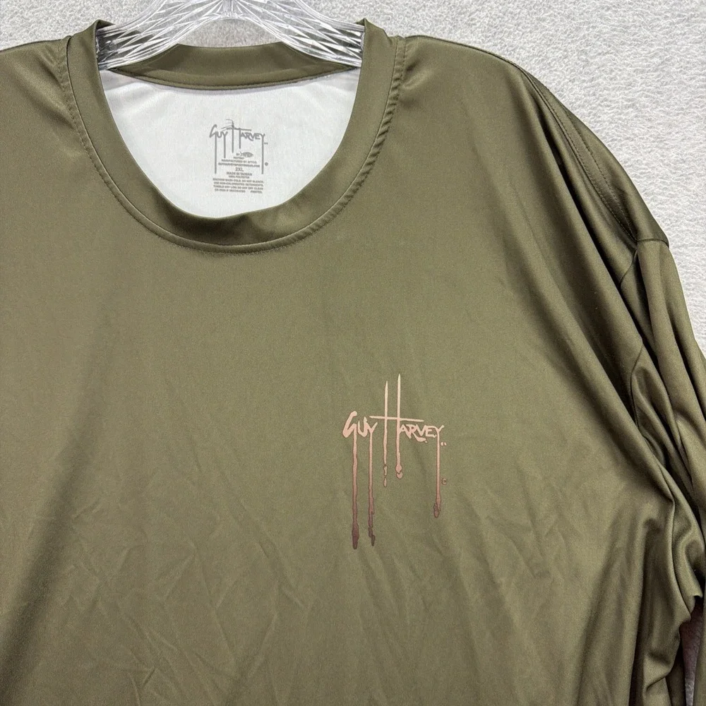 Guy Harvey AFTCO Shirt Mens‎ XXL Green Swordfish Crew Neck Long Sleeve Fishing - Picture 4 of 8
